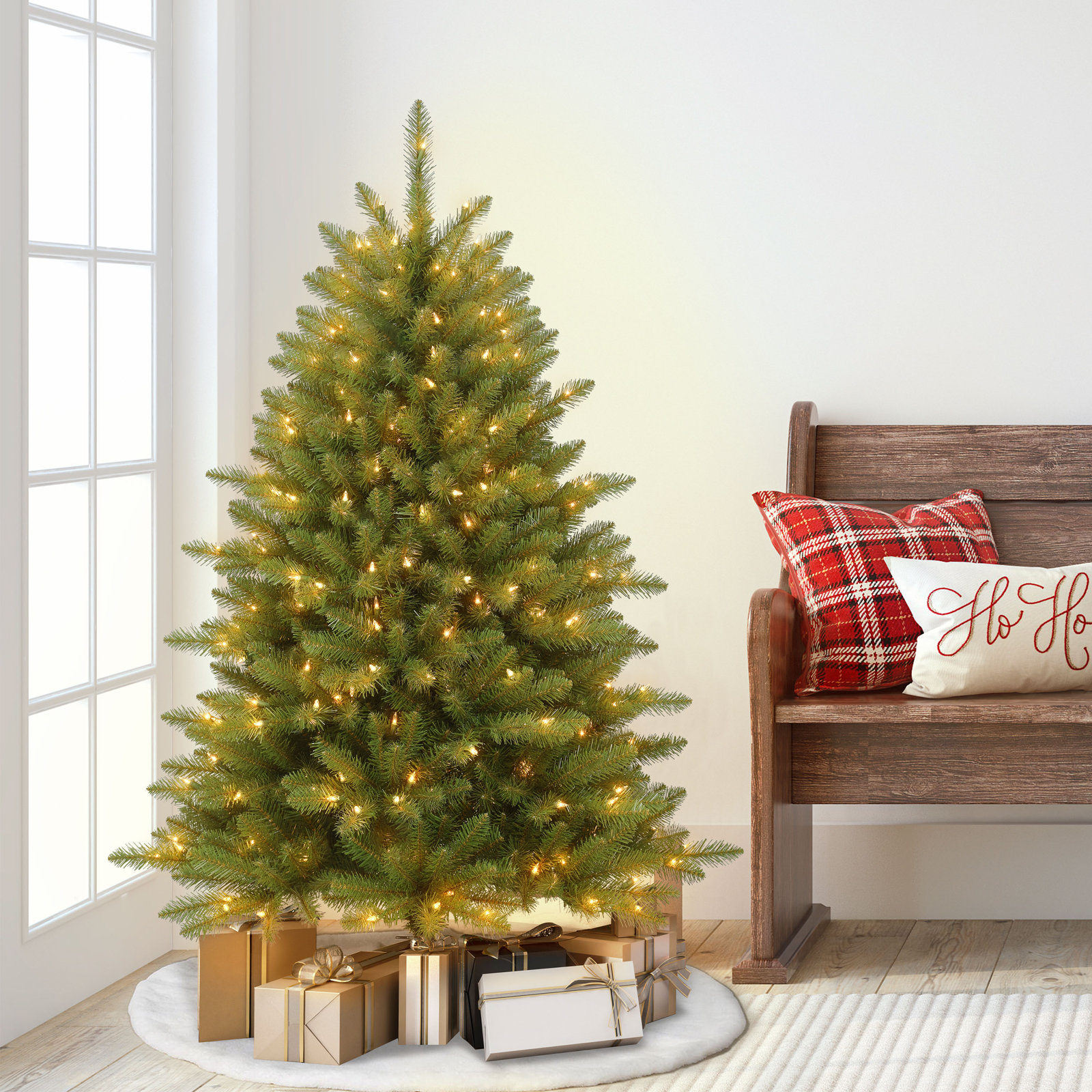 Frosted Pre-Lit Fir Christmas Tree, 4.5' H