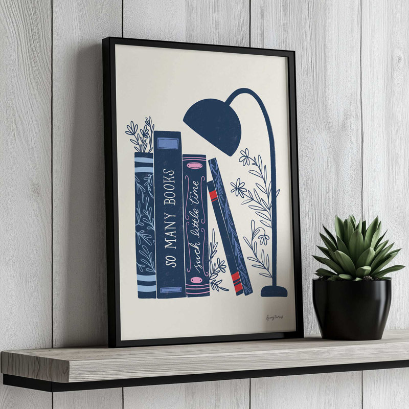 «Bookish Blue I» par Becky Thorns, reproduction d'art, H 18 po x l 12 po, Doré