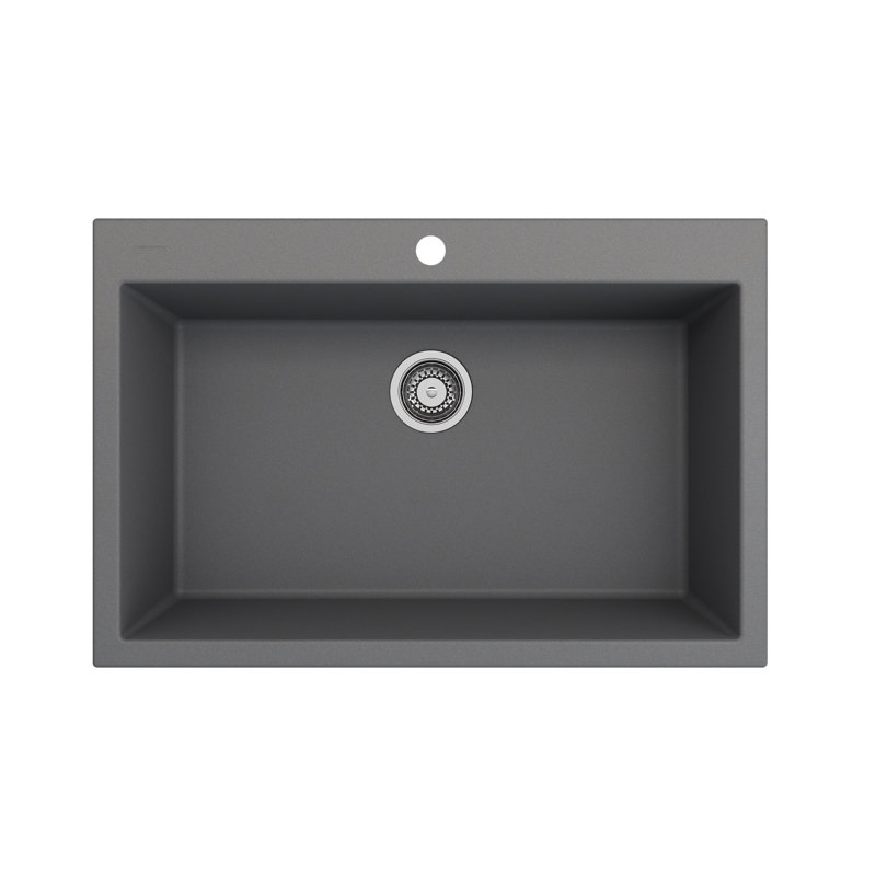 Campino 33'' L Single Basin Kitchen Sink, Concrete Gray