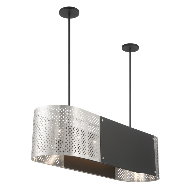 Luminaire suspendu pour îlot de cuisine en nickel brossé à 6 lumières Noho