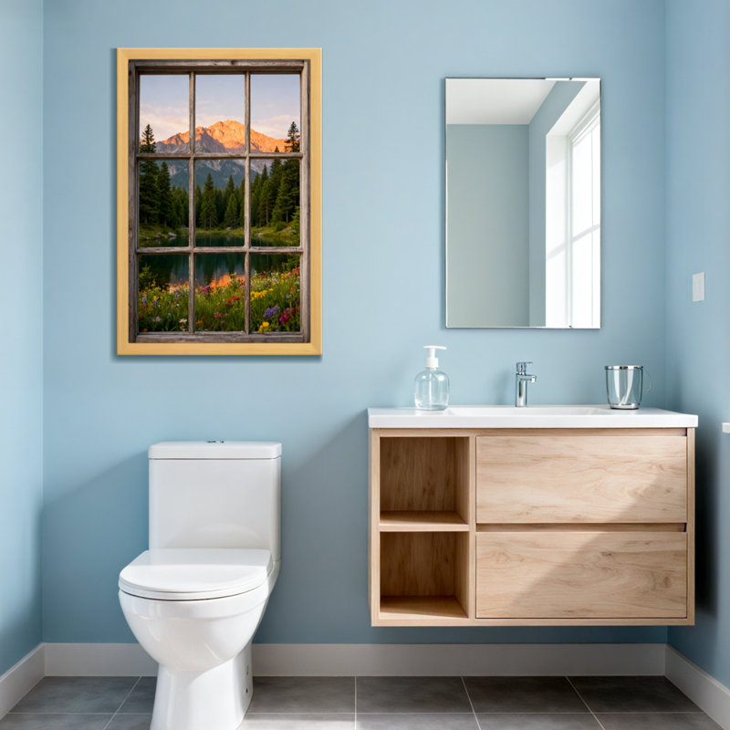 Cadre de fenêtre paysage et nature, H 24 po x l 16 po, Toile tendue, Ne s’applique pas