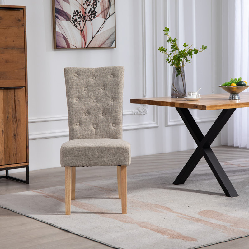 Ainaro 47cm H Fabric Upholstered Wing Back Parsons Chair, Brown