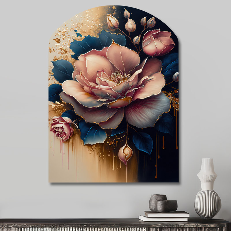 Lyerly - Art mural en métal asymétrique rose, sculpture murale en métal Freeform, H 34 po x l 25 po