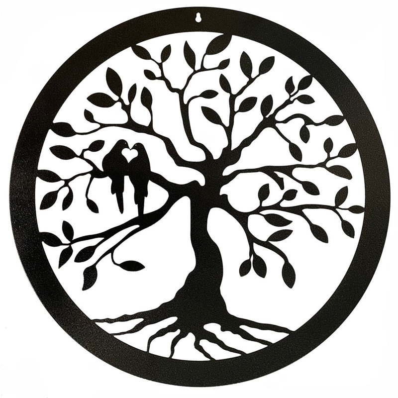 Traditional Animals Wall Decor on Metal, Black, 49.5cm H x 49.5cm W x 0.12cm D