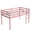 Lit mezzanine simple rose avec bois d'hévéa massif, 13 lattes renforcées, hauteur basse pour la stabilité et lit à lattes en bois avec plan de chambre à coucher-2027900822