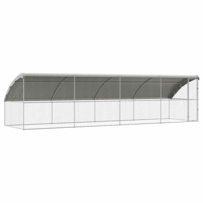  Dog Kennel With Storage Silver Galvanised Steel Outdoor Housing Shelter