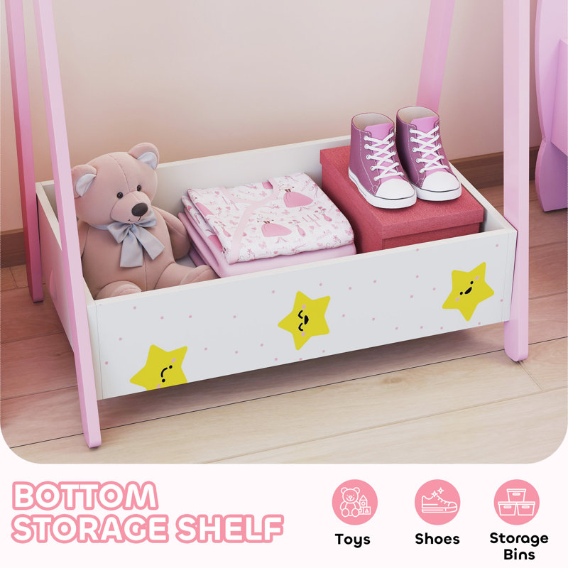 AIYAPLAY Baby Clothing Rack, Leaf Theme for Ages 3-6 with Hangers Pink