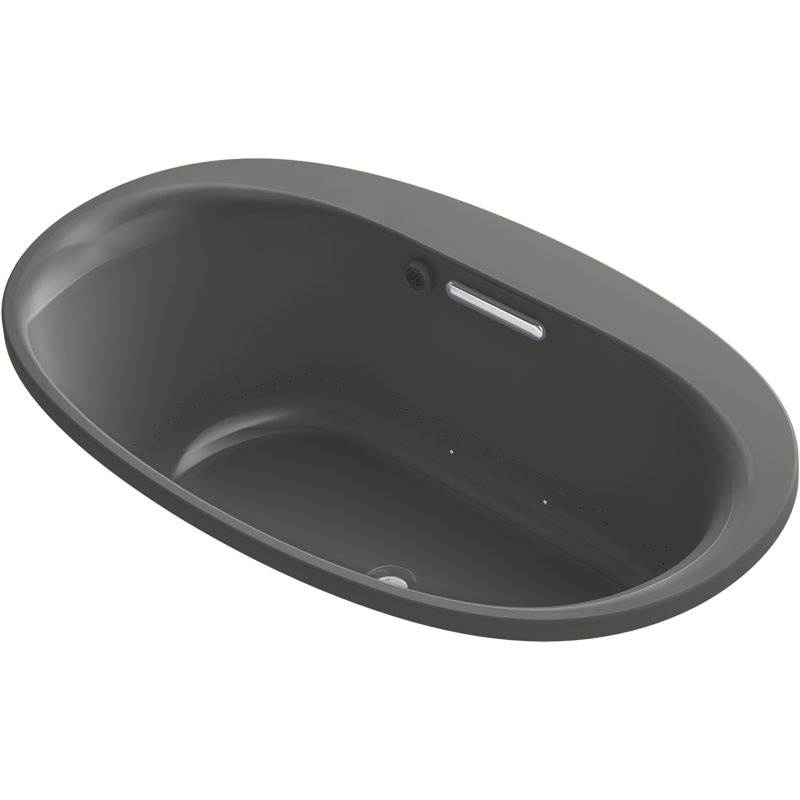 Underscore Oval 60" x 36" Heated Bubblemassage Air Bath with Center Drain, Thunder Gray