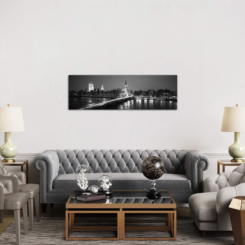 England, London, Parliament, Big Ben - No Frame Panoramic Print on Canvas, 152.4 cm H x 50.8 cm W x 1.91 cm D