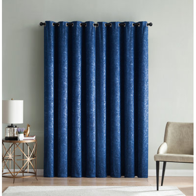 Jamie Embossed Scroll Grommet Blackout Curtain Panel
