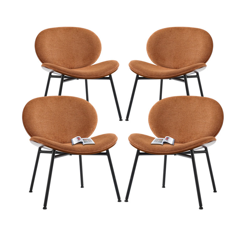 Ensemble de chaises de salle à manger Mid-Century en tissu (ensemble de 4), Orange