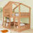 Wood House Bunk Bed with Ladder-1540534041