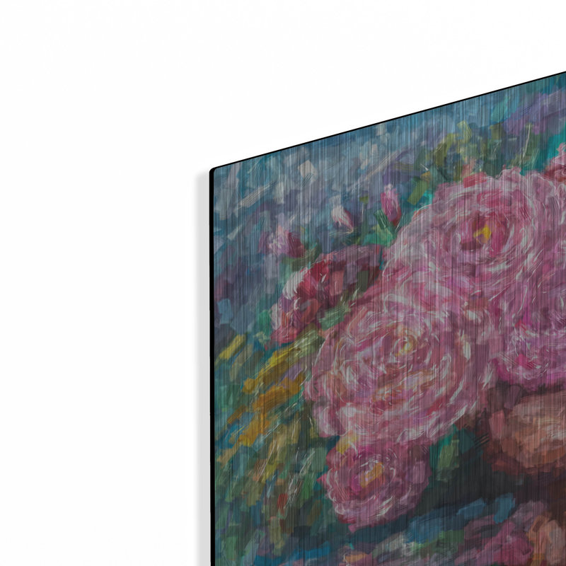 «Pink Roses, Just for You» par Lena Owens, art mural en métal, H 12 po x l 16 po