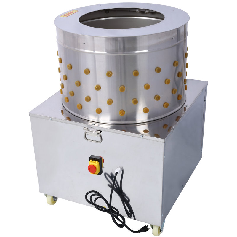 Plumeuse à volaille, acier inoxydable, 1 pièce, machine à plumer, argentée, 2200 W, 240 tr/min pour un plumage efficace