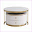 Ensemble de tables basses gigognes blanches modernes avec 2 tiroirs et décorations dorées peu encombrantes