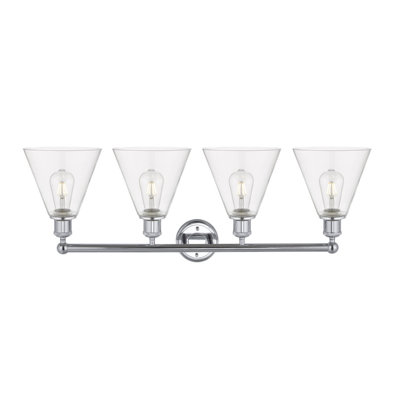 Éclairage de salle de bain à intensité variable à 4 lumières Mallery, Transparent, Chrome poli