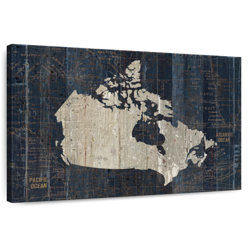 Carte du vieux monde Aliaz - Canada bleu, H 34 po x l 51 po