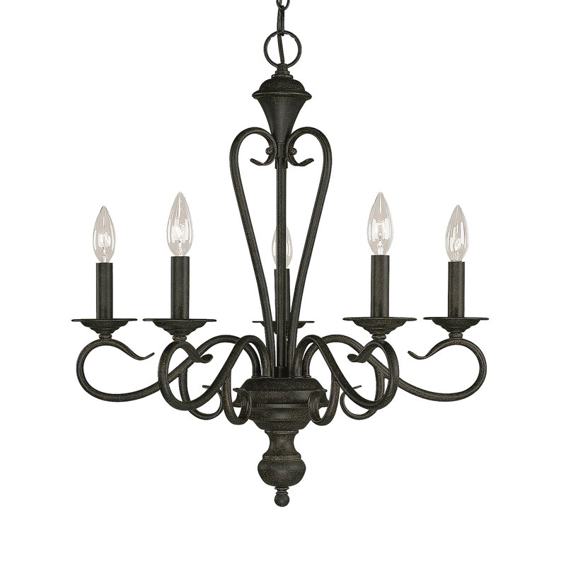 Devonshire 5 - Light Dimmable Classic / Traditional Chandelier, Burnished Gold