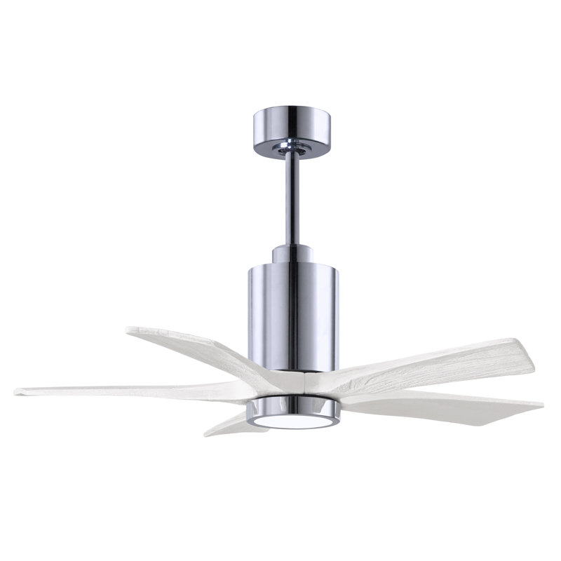 Patricia LED Downrod Ceiling Fan, Matte White, Polished Chrome