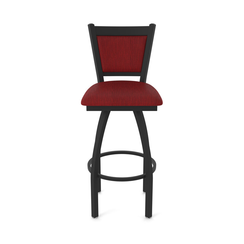 Tabouret pivotant Hadleigh, Noir froissé, Tabouret de bar (siège d'une hauteur de 36 po), Tissu - rubis graphique