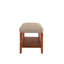 Banc en tissu beige et finition chêne