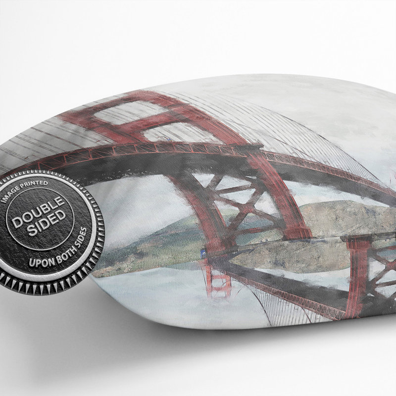 Golden Gate Bridge Vol.4 Painting Square Throw Cushion, 40cm H x 40cm W x 15cm D