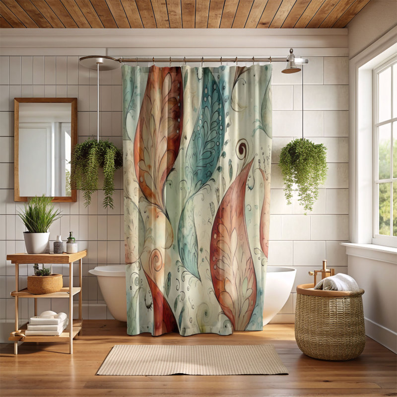 Old Paisley - Rideau de douche Premium, H 74 po x l 71 po