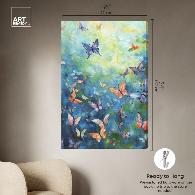 Aesthetic Butterflies, Wrapped Canvas, 54" H x 36" W