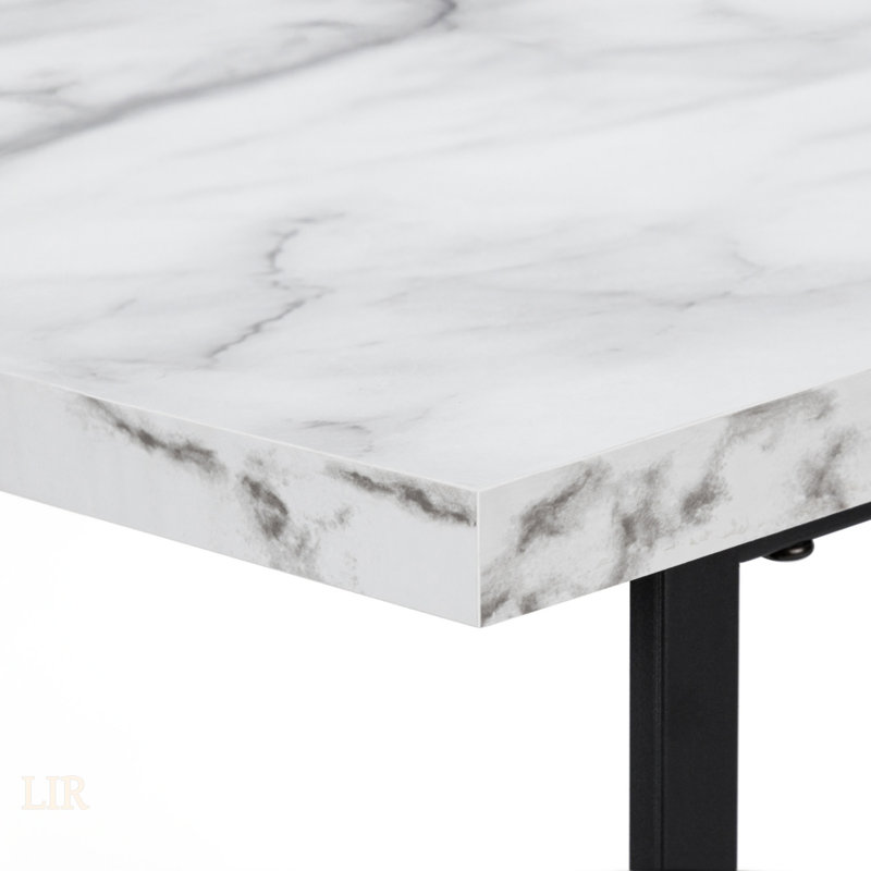 Bureau d'ordinateur à 4 tiroirs à finition blanche avec pieds en métal noir H 29,75 po x l 47,01 po x P 23,55 po