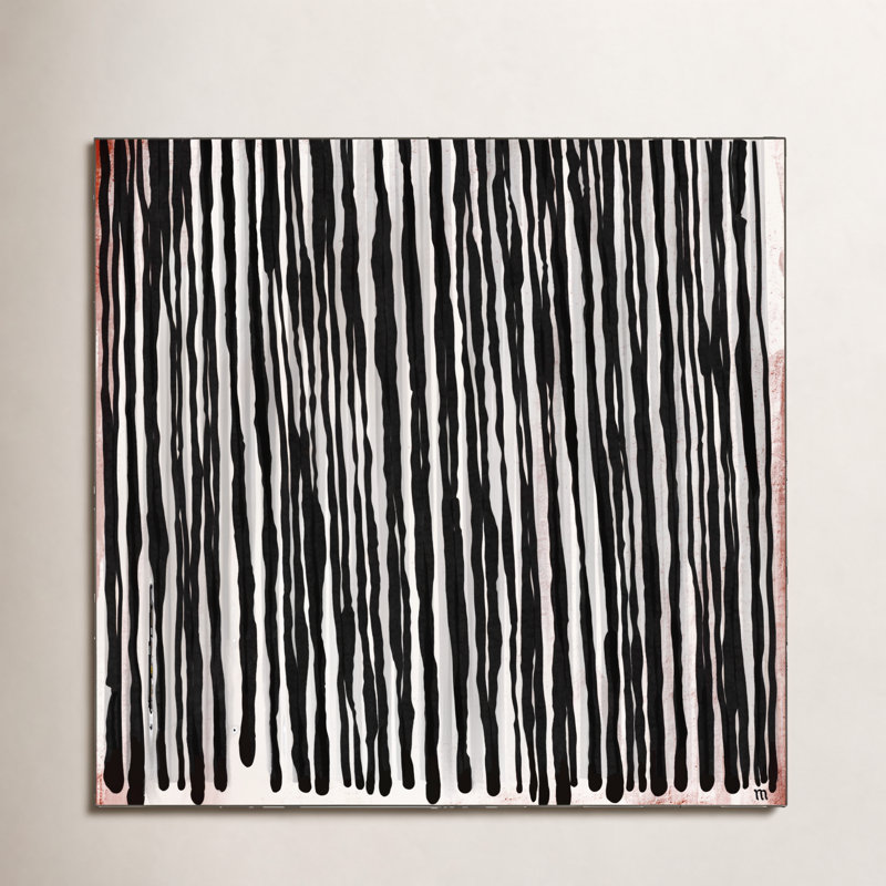 Chute d'eau noire par Marco Marella pour Studio M, Toile avec encadrement blanc, H 44 po x l 44 po