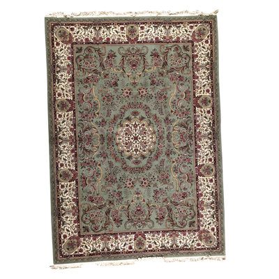 Tapis vert clair noué à la main de haute qualité