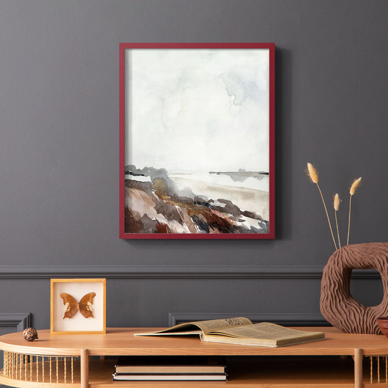 Coastal Inlet Study II, reproduction encadrée - bois massif, Rouge, H 10 po x l 8 po