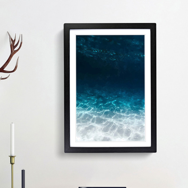 Under the Ocean in Abstract - Picture Frame Graphic Art Print, 48cm H x 36cm W x 2cm D, Black Framed