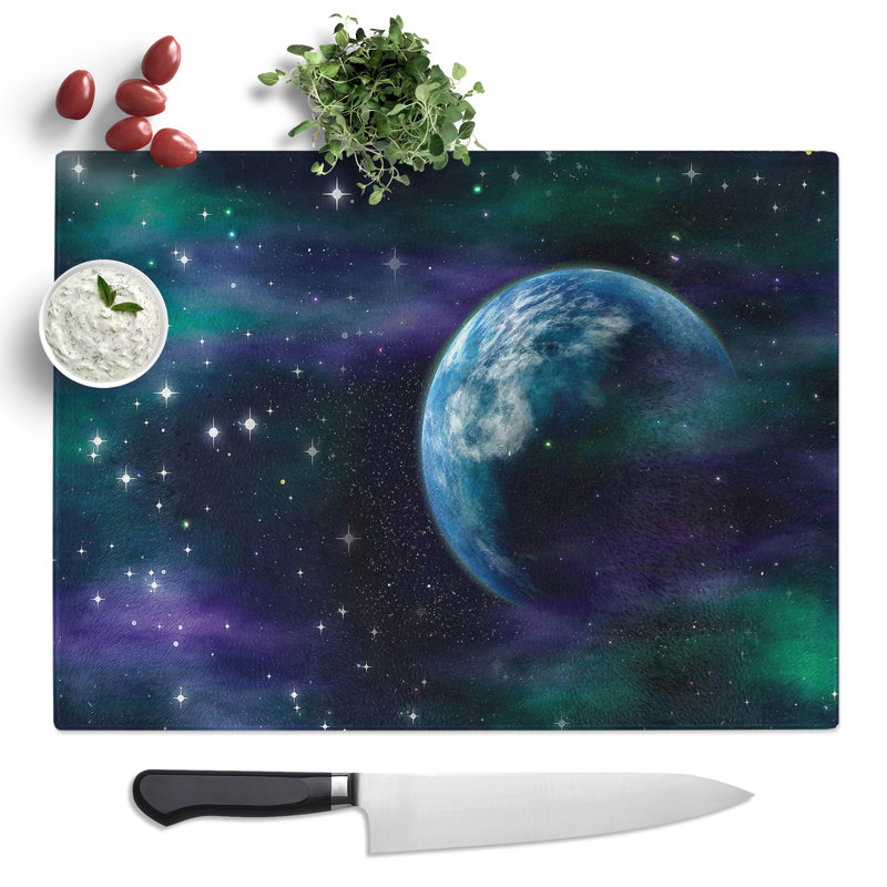 Space Planets No.1  Glass Chopping Board