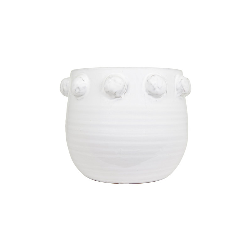 Round Terra-cotta Planter with Raised Dots Design