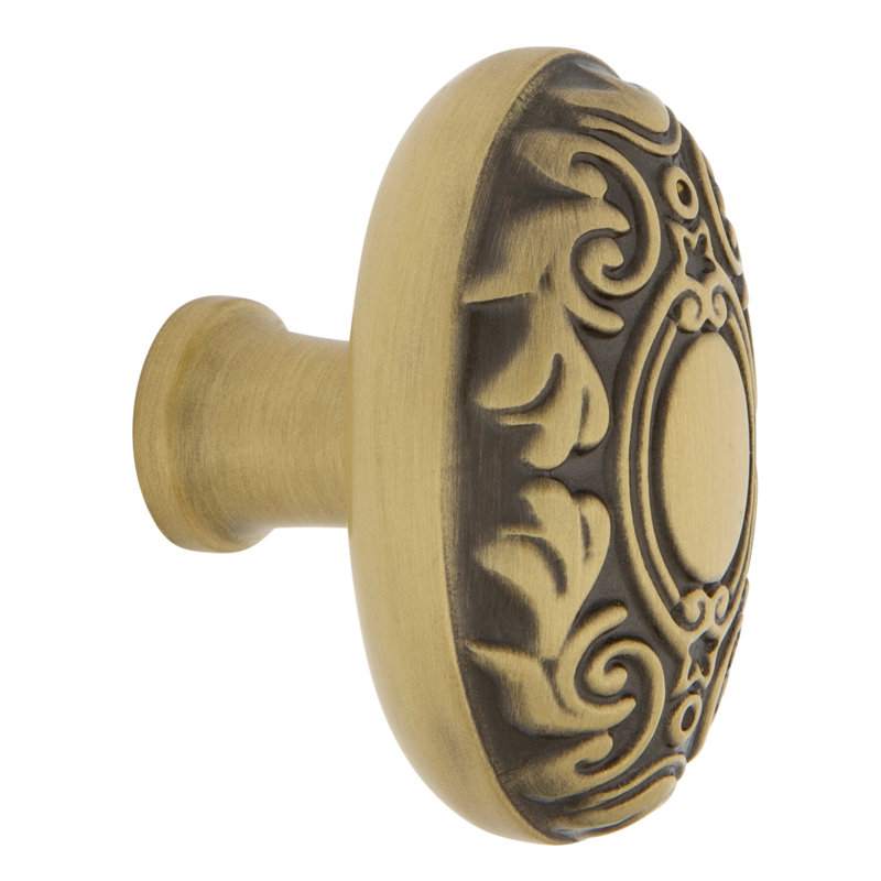 Victorian 1 3/4" Length Oval Knob, Antique Brass