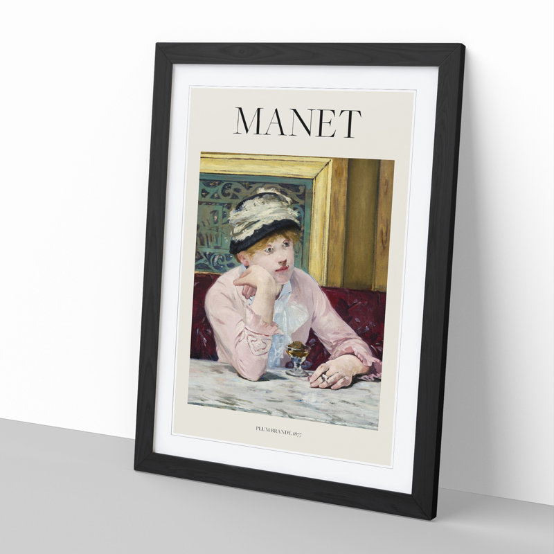 Plum Brandy Print by Edouard Manet - Picture Frame Painting, 48cm H x 36cm W x 2cm D, Black Framed