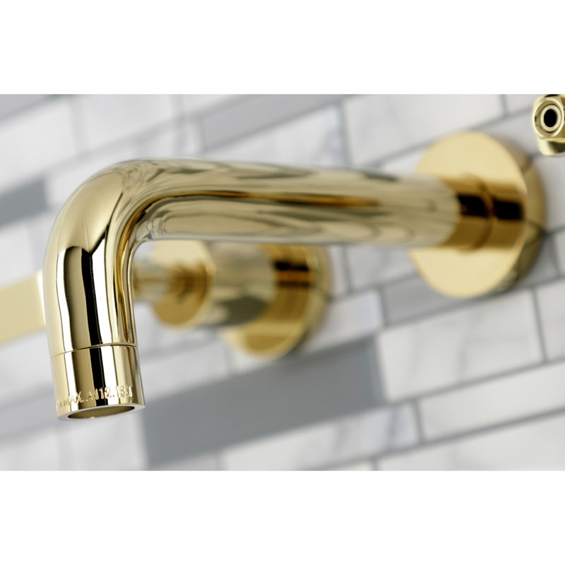 Robinet de salle de bain mural 3 trous Kingston Brass Whitaker, Laiton poli
