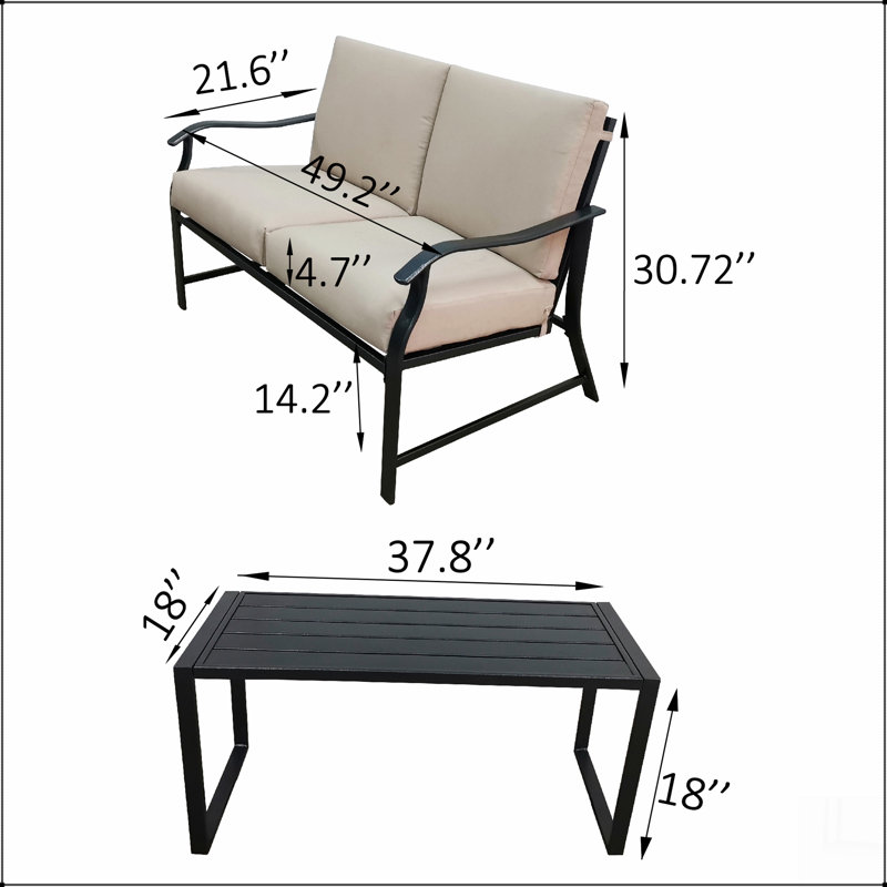 LOVESEAT AND TEAPOY  Mushroom B, Coussin beige / structure noire