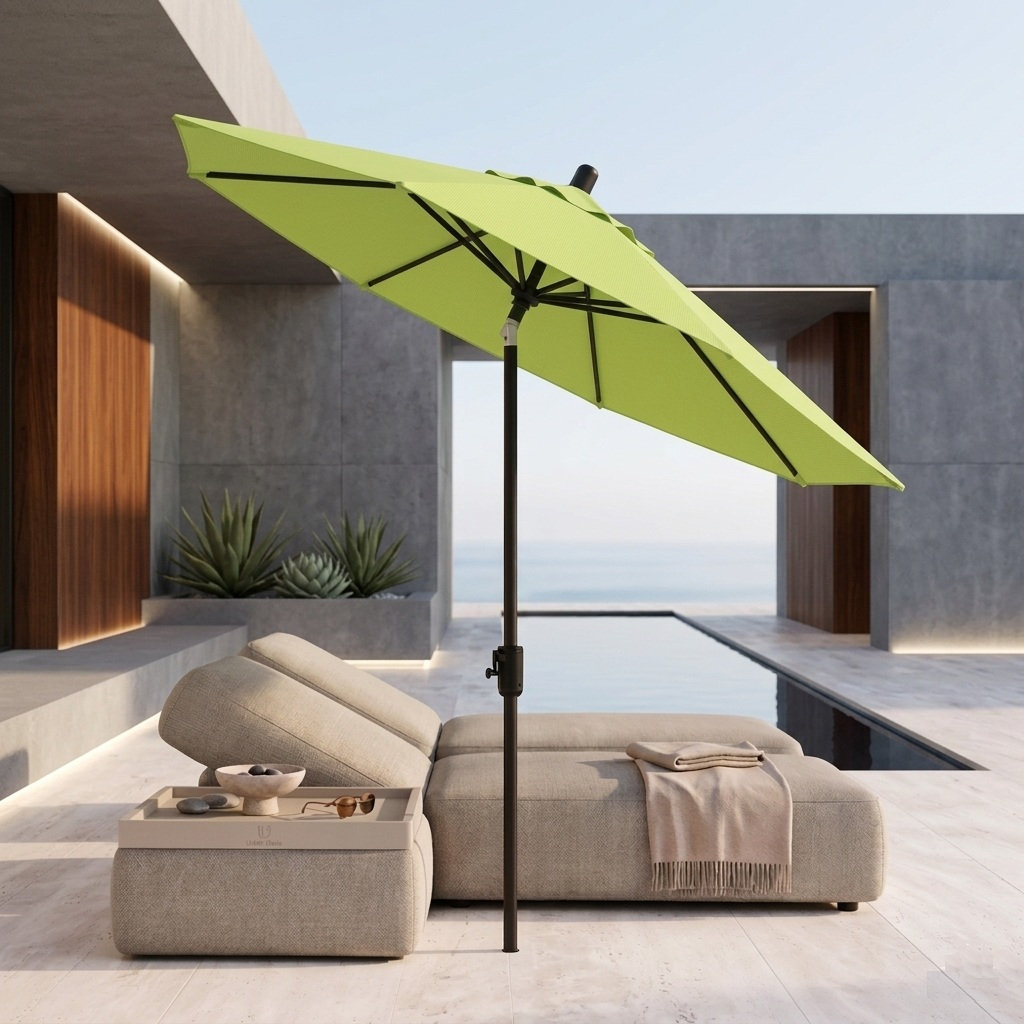Natalie 8.7' Sunbrella® Market Umbrella, Black Sapphire, Canvas Macaw Sunbrella® Canvas
