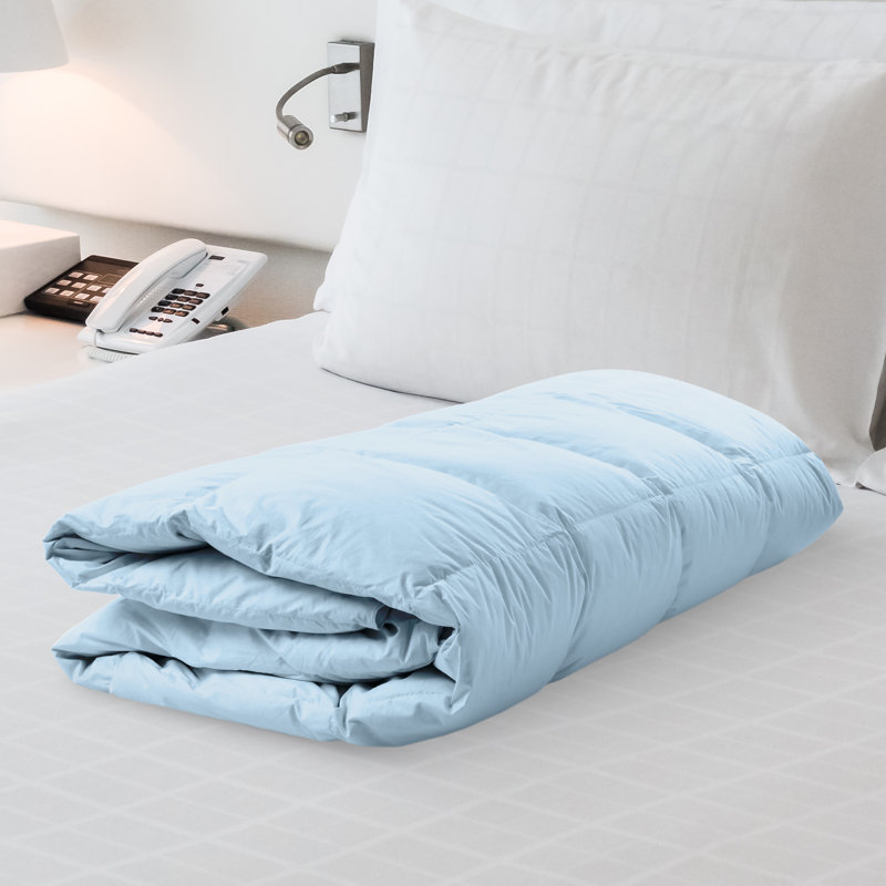 Polyester Baffle Box Stitch Comforter, Light Blue, King Comforter 