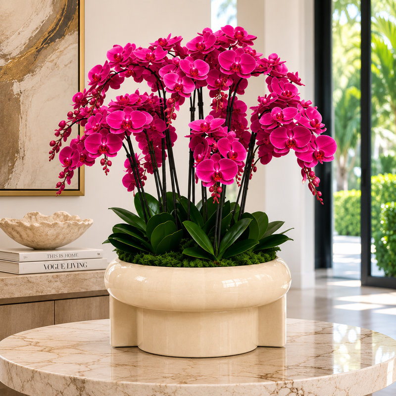 Arrangement d'orchidées artificielles Replay, Rose