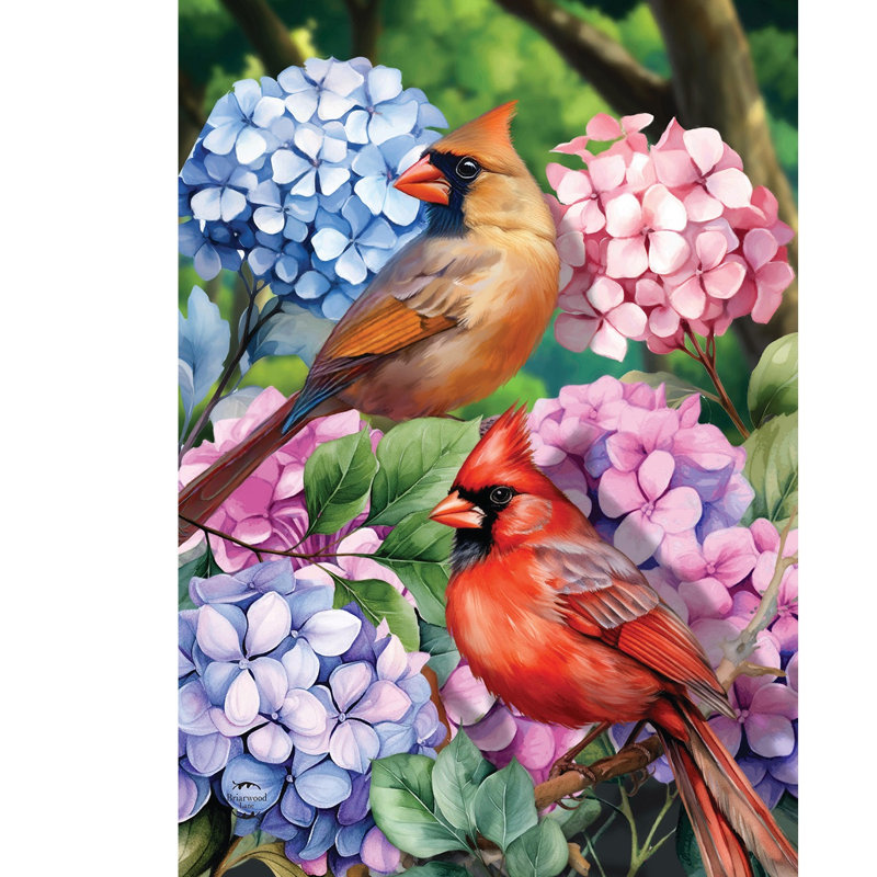 Perched Cardinals Garden Flag