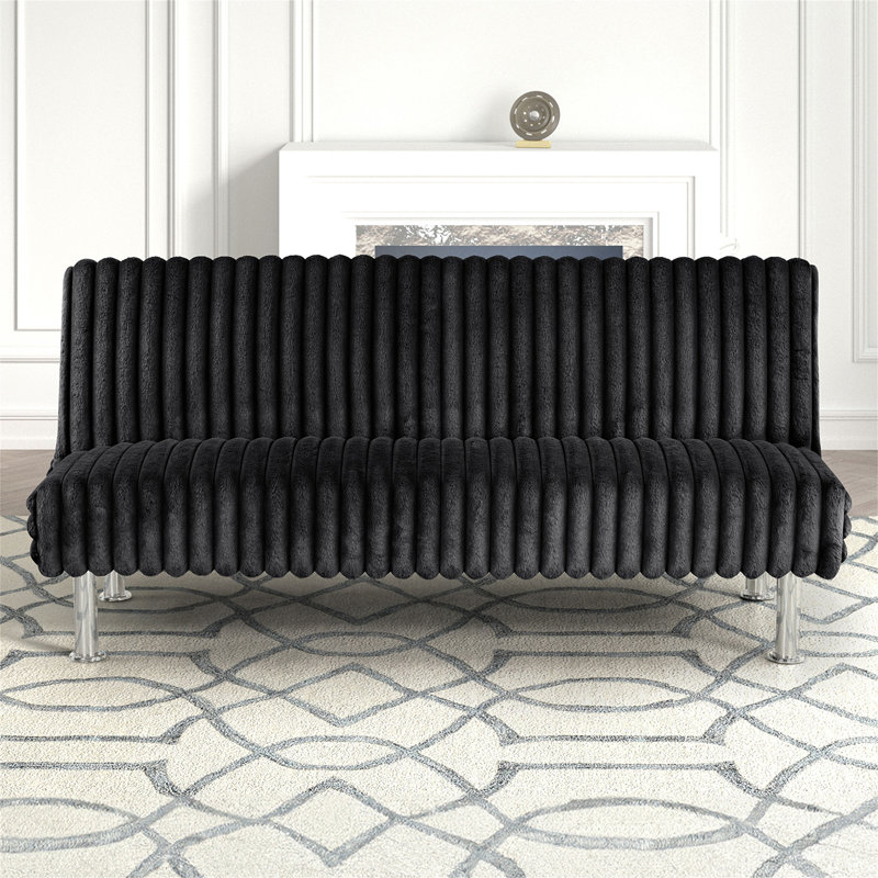 Pieds en métal de style contemporain se transformant en lit avec pieds en métal de soutien supplémentaire, Noir