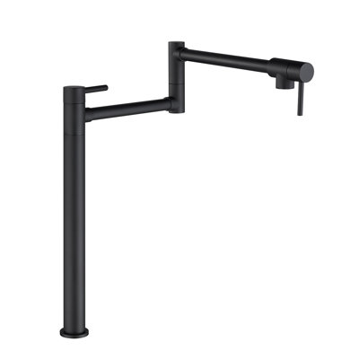 Pot Filler Faucet - Matte Black Finish, Brass, 360 Rotation And Folding, Double Handles For Controlled Water Release, Surface Layer Black, Brass Material, & Fold Function, Accurate Supply, Corrosion