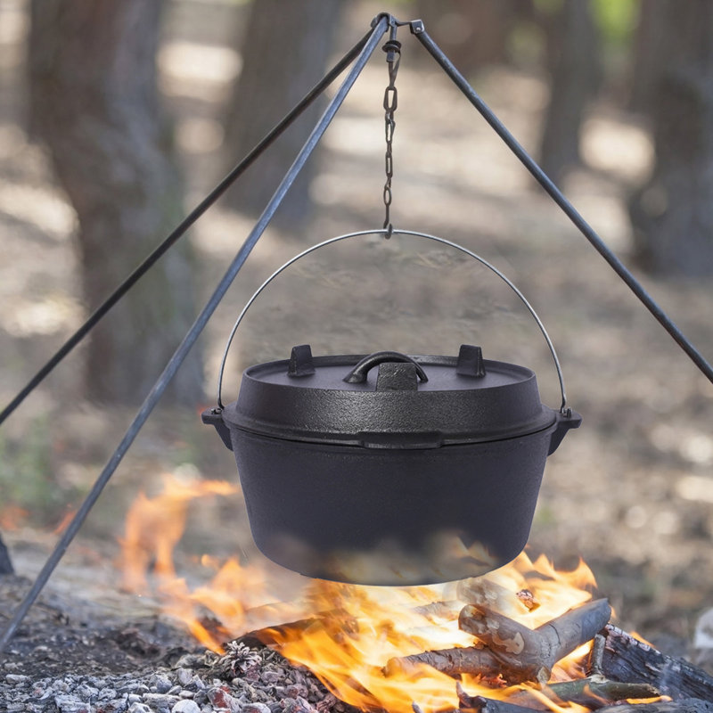 Casserole pré-assaisonnée en fonte avec couvercle à poêle, H 7,5 po x l 12,7 po x P 13 po