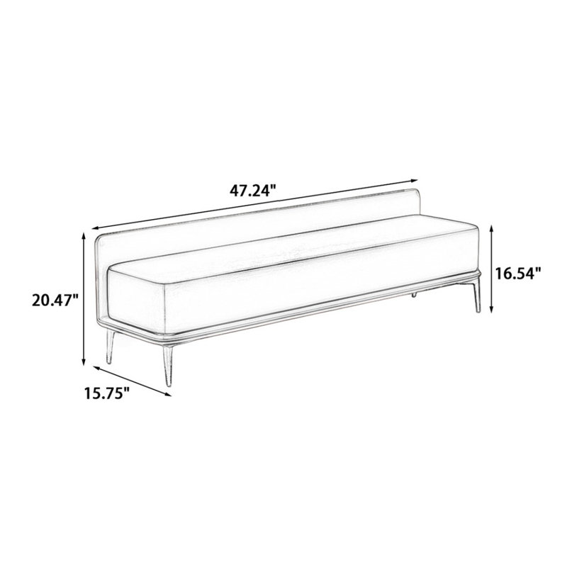 Banc rembourré Coffee, Café, H 20,47 po x l 47,24 po x P 15,75 po
