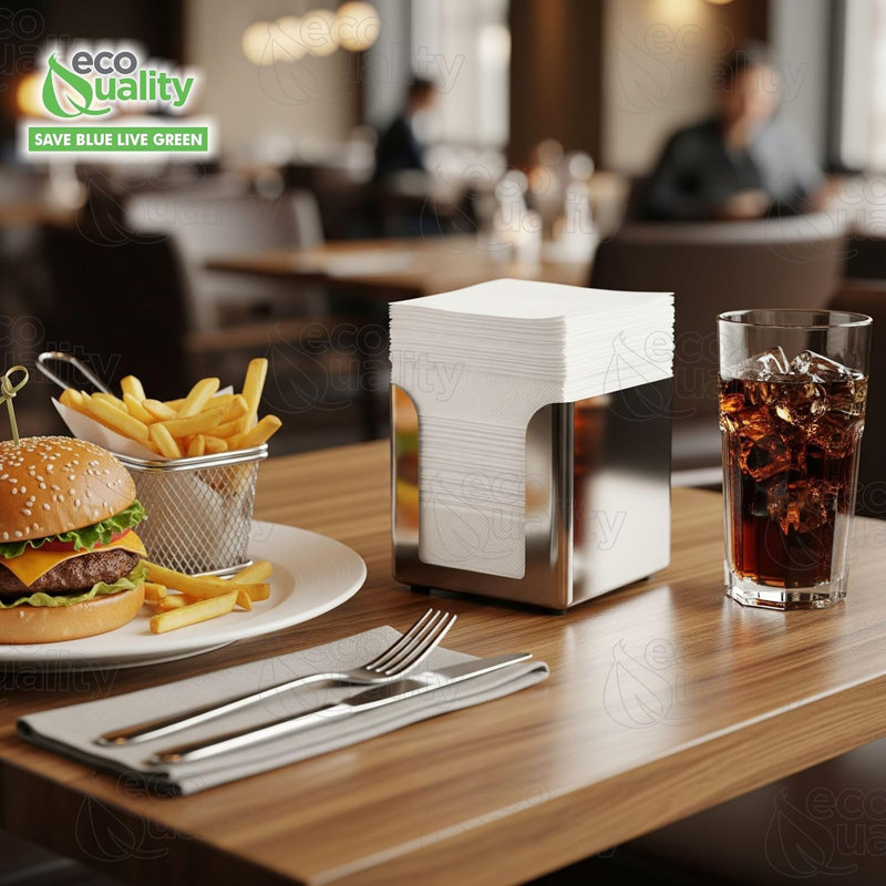  Serviette de table blanche 3 plis 3 1/2 po x 5 po - parfaite pour les restaurants et les soupers. Bodegas et maison (1200)