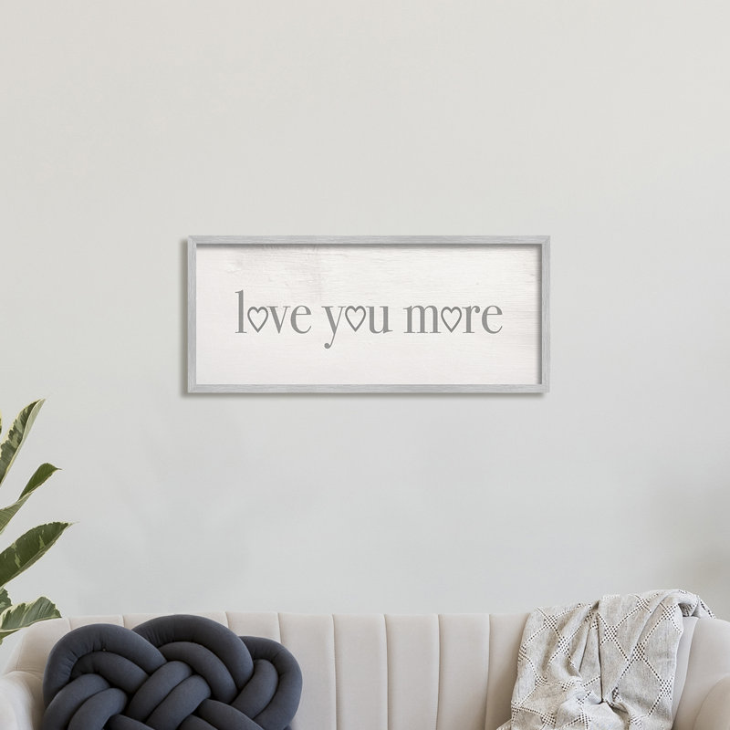 «Love You More», phrase romantique en forme de cœur, H 13 po x l 30 po, Estampe numérique Farmhouse