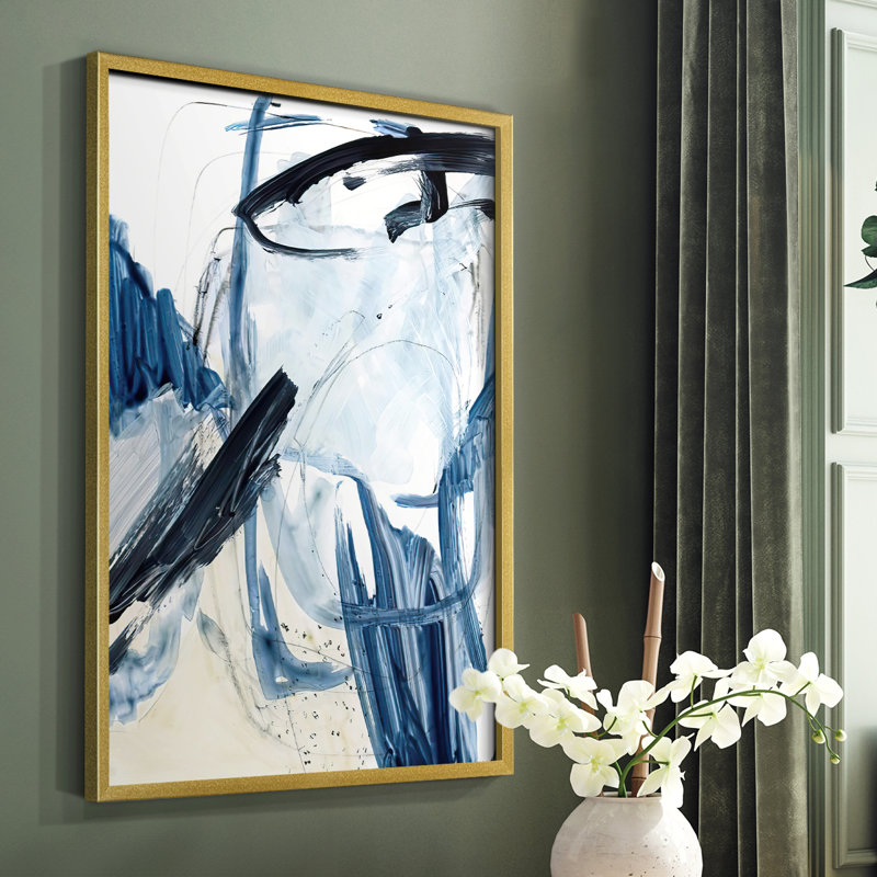 Indigo Swash I, reproduction encadrée - bois massif, H 10 po x l 8 po